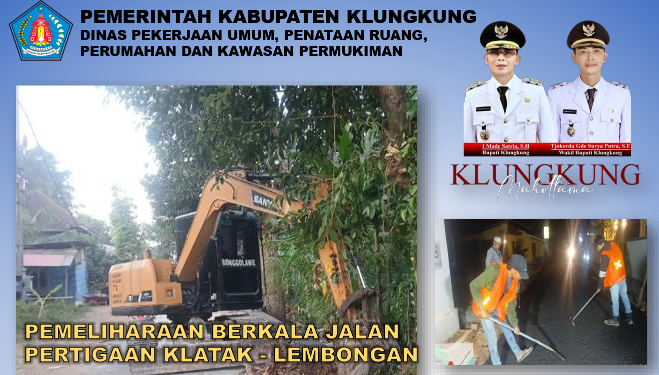 Dinas PUPRPKP Klungkung Laksanakan Pemeliharaan Berkala Jalan di Pertigaan Klatak